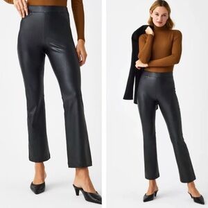 NWOT SPANX Black Kick Flare Women's Pleather Pants Size Small